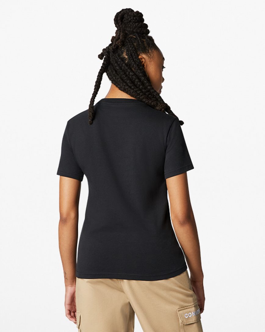 Women's Converse Metallic Chuck Taylor Patch Classic Fit T-Shirts Black | AU 90C45I